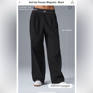 ALO Yoga suit up Black trousers pants Medium